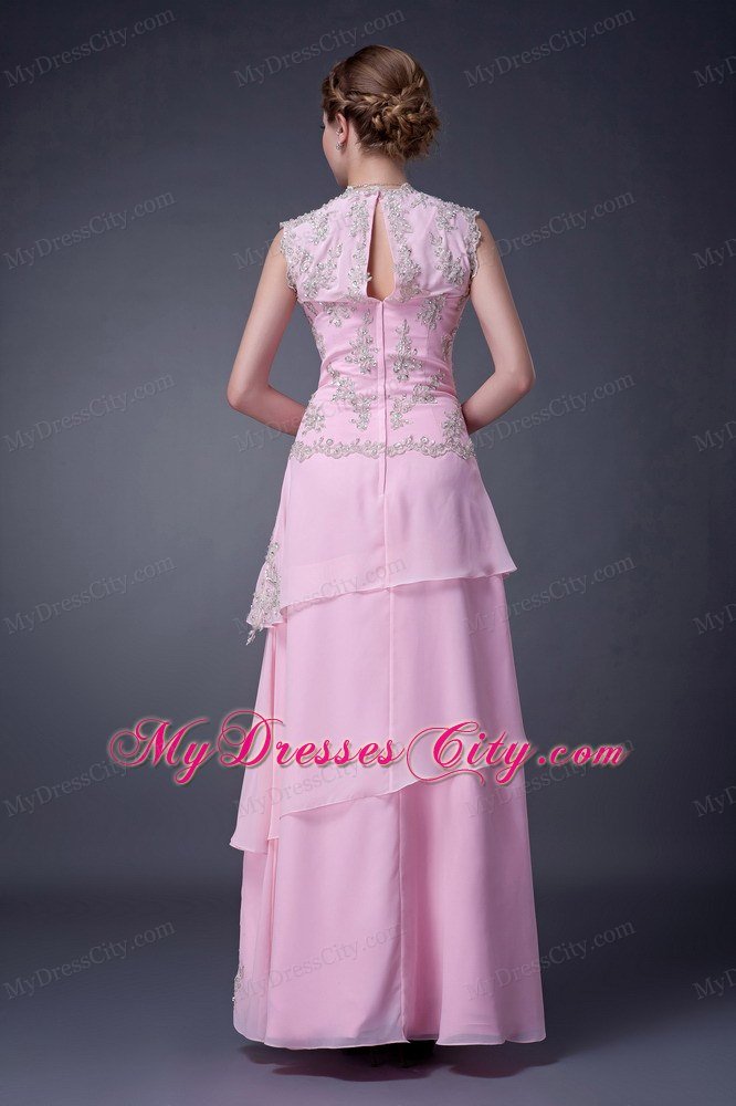 Beaded Chiffon Prom Dress with Cool Neck and Peekaboo Keyhole Back