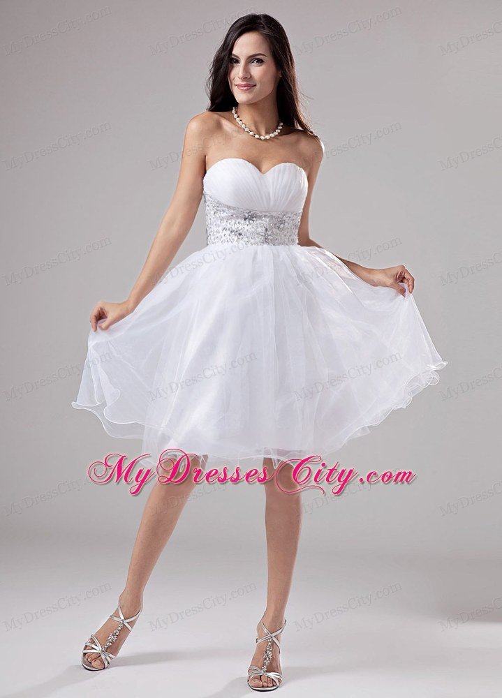 Sweetheart Ruching Beaded Organza Short Prom Dress for Girls