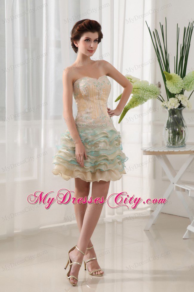 Beaded Sweetheart Ruffled Layers For 2013 Short Prom Dress