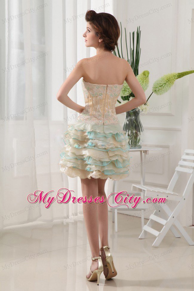 Beaded Sweetheart Ruffled Layers For 2013 Short Prom Dress