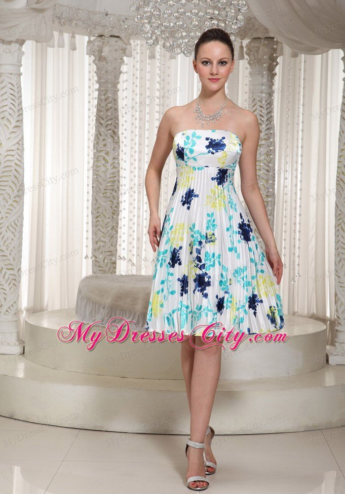 Elegant Knee-Length Summer Prom Dress With Printing