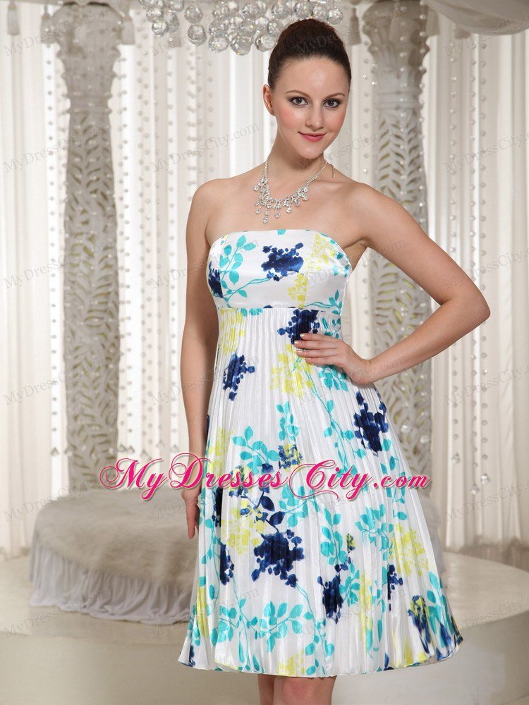 Elegant Knee-Length Summer Prom Dress With Printing