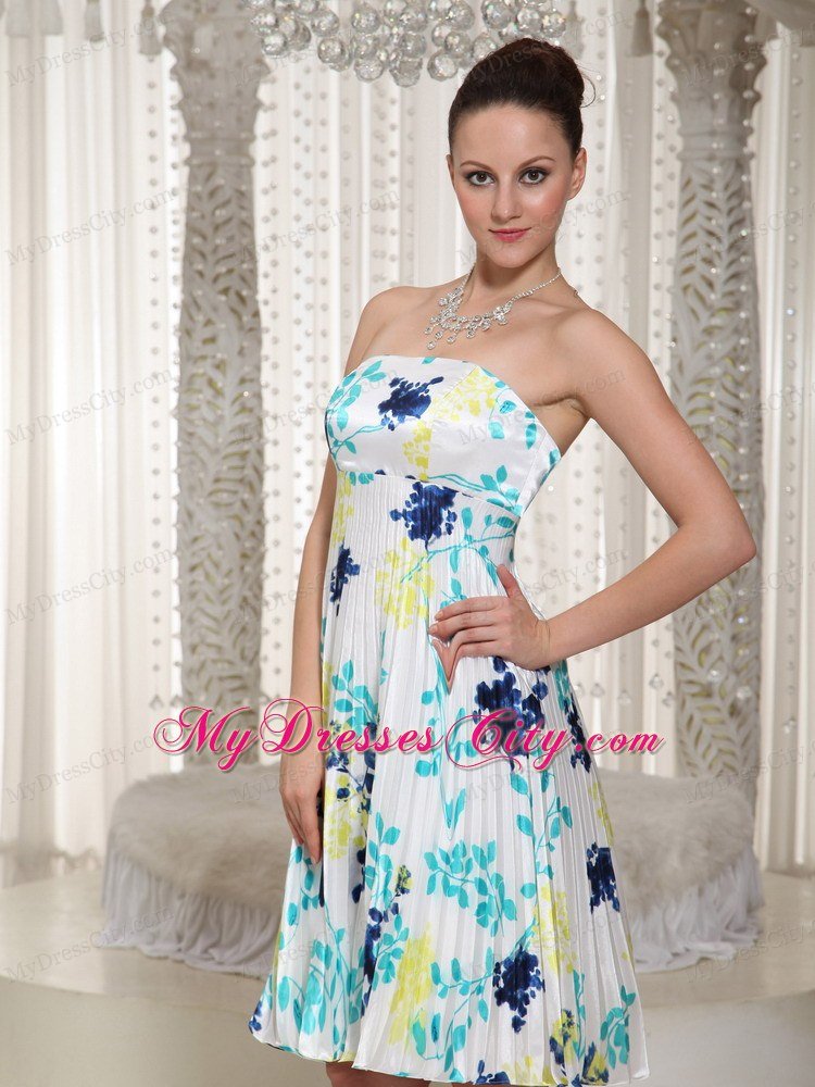 Elegant Knee-Length Summer Prom Dress With Printing