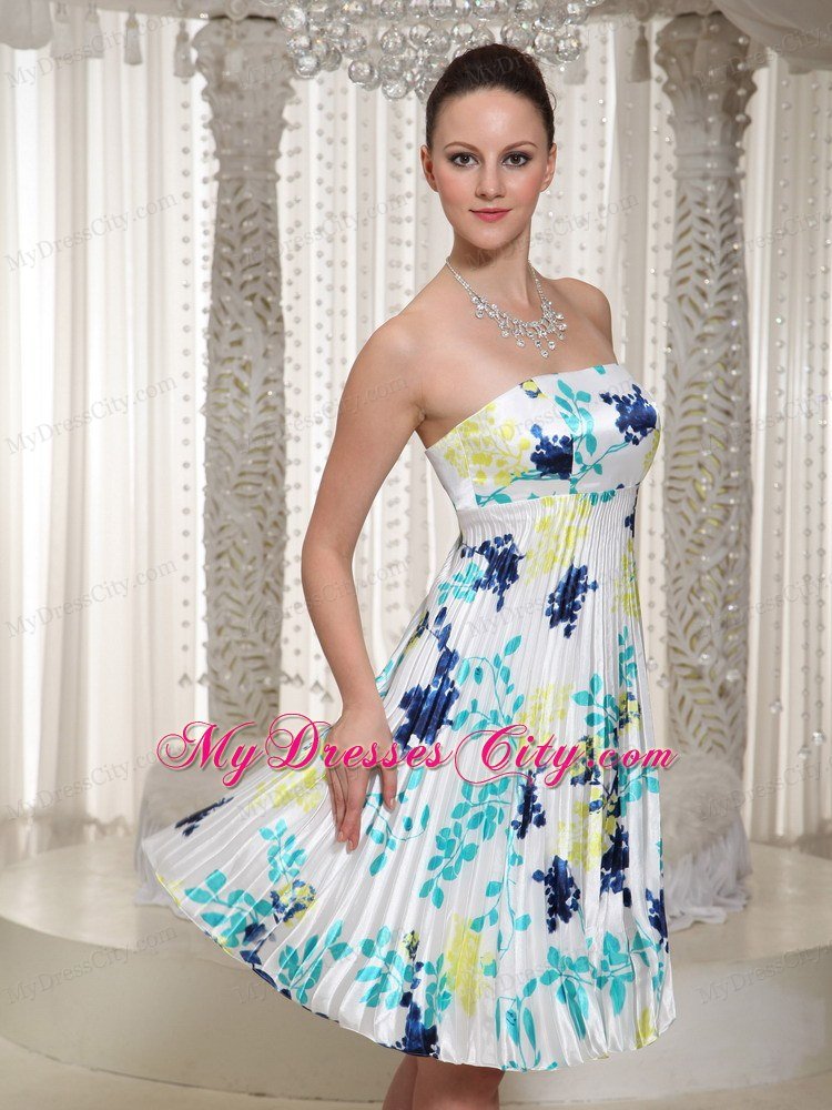 Elegant Knee-Length Summer Prom Dress With Printing