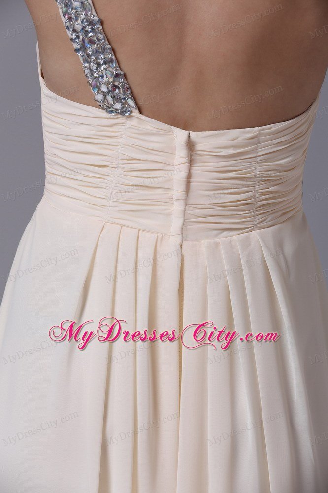 One Shoulder Cream Empire Chiffon Prom Dress for Women