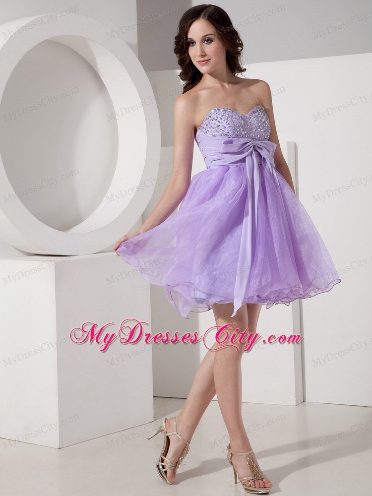 Beautiful Lilac Princess Mini-length Prom Dress with Beading