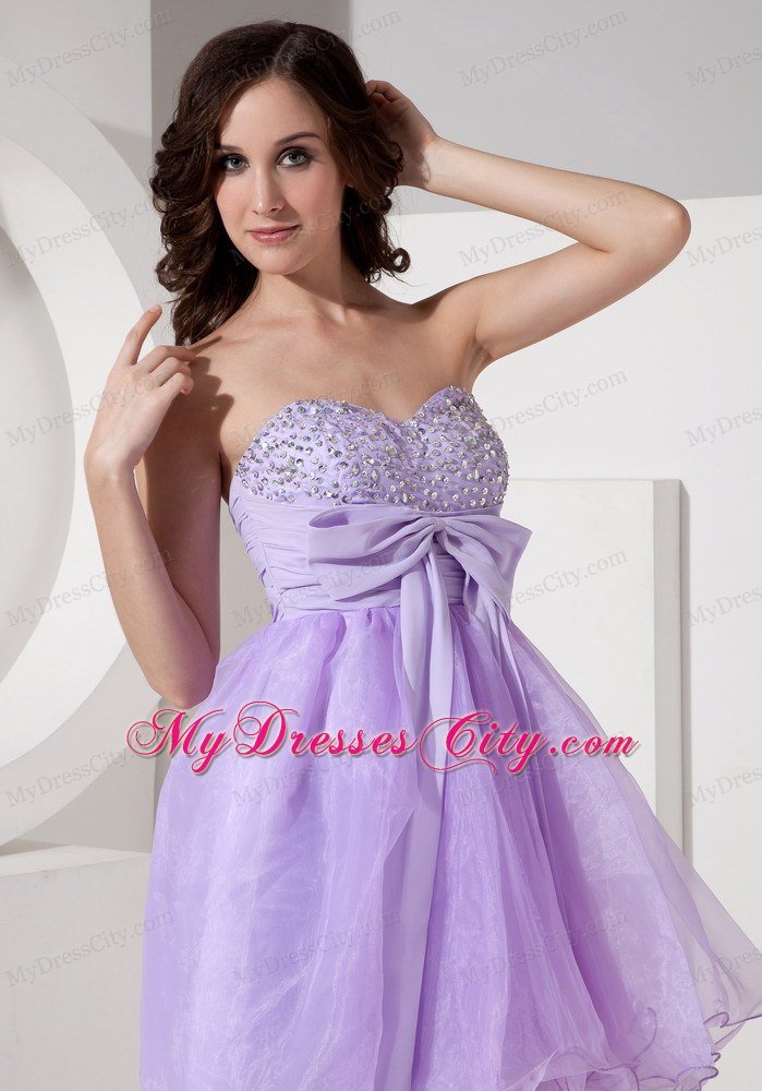 Beautiful Lilac Princess Mini-length Prom Dress with Beading