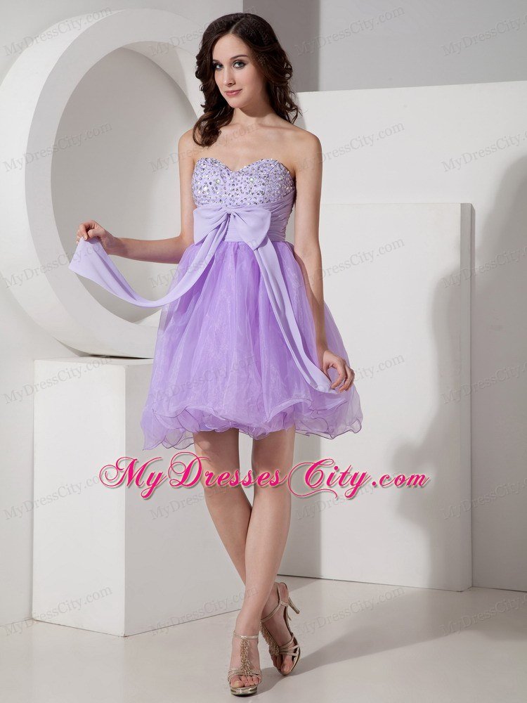 Beautiful Lilac Princess Mini-length Prom Dress with Beading