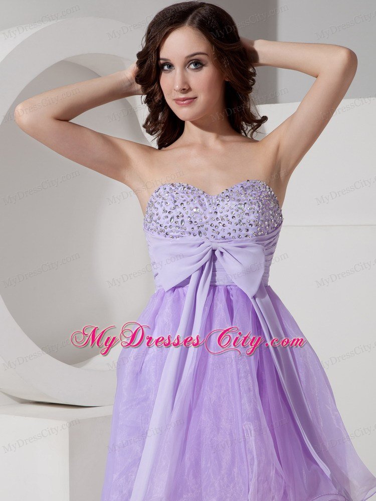 Beautiful Lilac Princess Mini-length Prom Dress with Beading