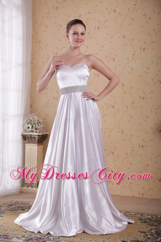 Ivory Empire Sweetheart Beaded Decorate Waist Prom Dress