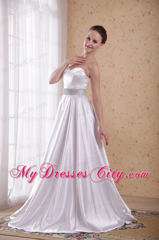 Ivory Empire Sweetheart Beaded Decorate Waist Prom Dress