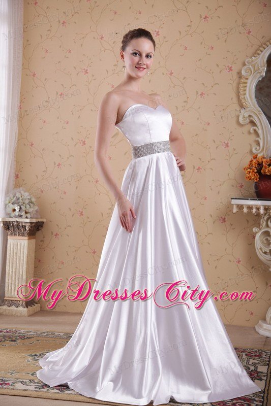 Ivory Empire Sweetheart Beaded Decorate Waist Prom Dress