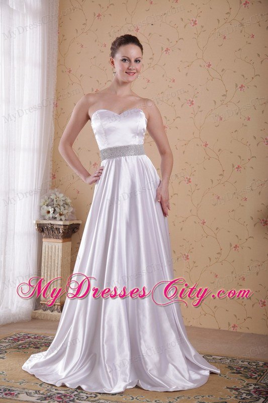 Ivory Empire Sweetheart Beaded Decorate Waist Prom Dress