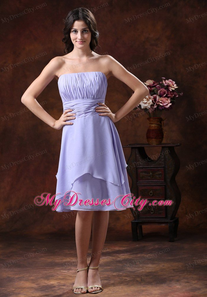 2013 Popular Lilac Strapless Prom Dress with Ruching decorated