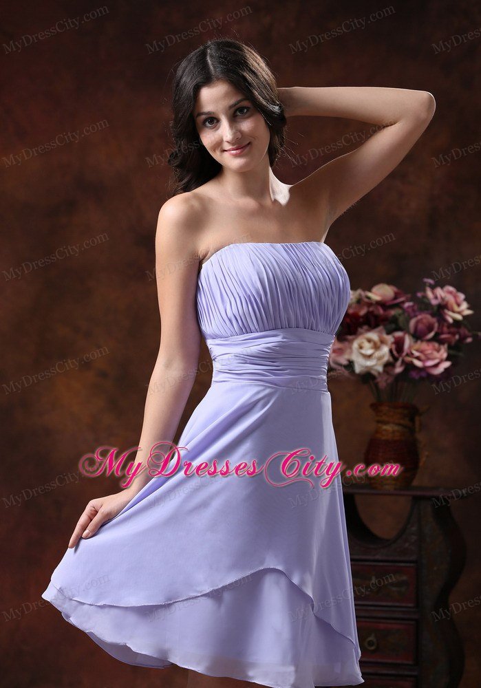 2013 Popular Lilac Strapless Prom Dress with Ruching decorated