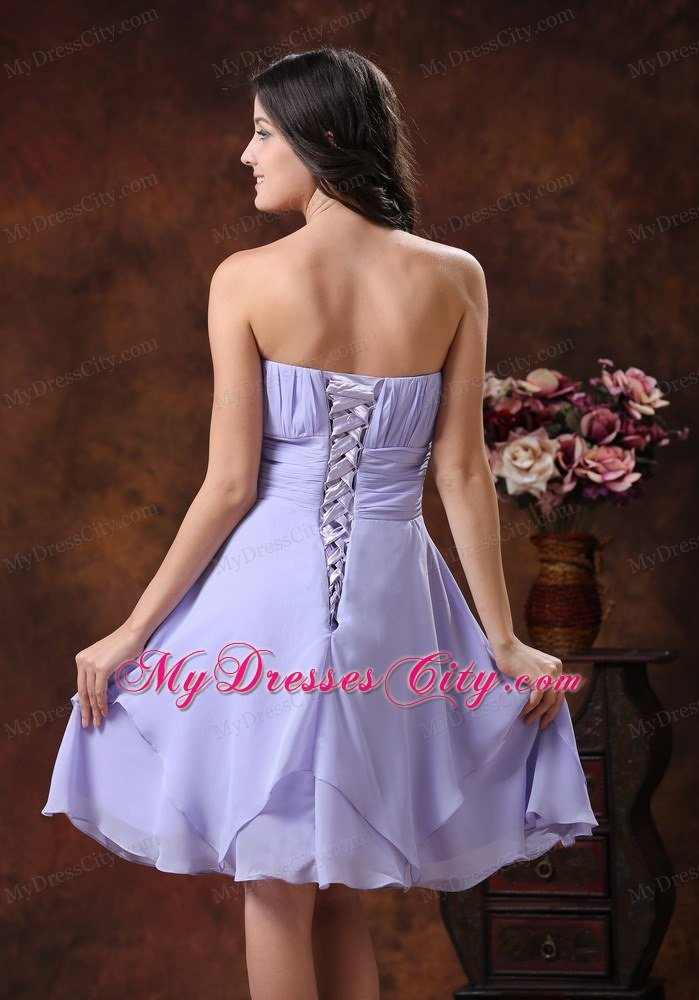 2013 Popular Lilac Strapless Prom Dress with Ruching decorated