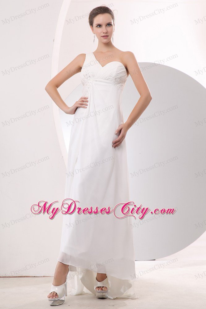 High Slits Single Shoulder Chiffon Zipper Back 2013 Ivory Prom Dress