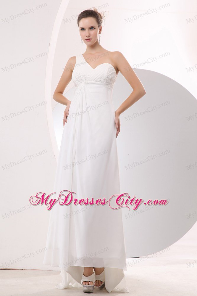 High Slits Single Shoulder Chiffon Zipper Back 2013 Ivory Prom Dress