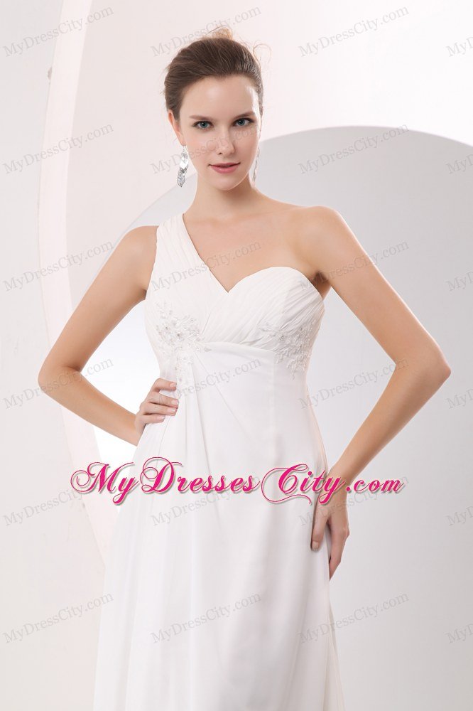 High Slits Single Shoulder Chiffon Zipper Back 2013 Ivory Prom Dress