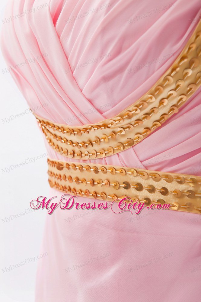 Sexy Sequins Straps Criss Cross Back Baby Pink Prom Dress