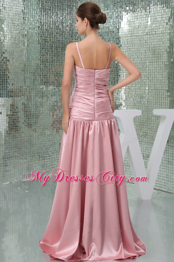 A-line Spaghetti Straps Pink High Low Prom Dress For 2013