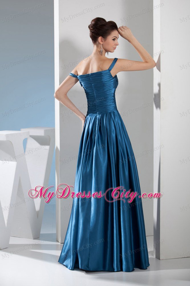 Teal Column Off the Shoulder Prom Dress with Beading for Cheap