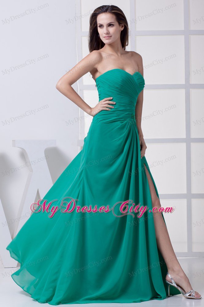 Sweetheart Ruched Sweetheart Prom Dress with High Slit