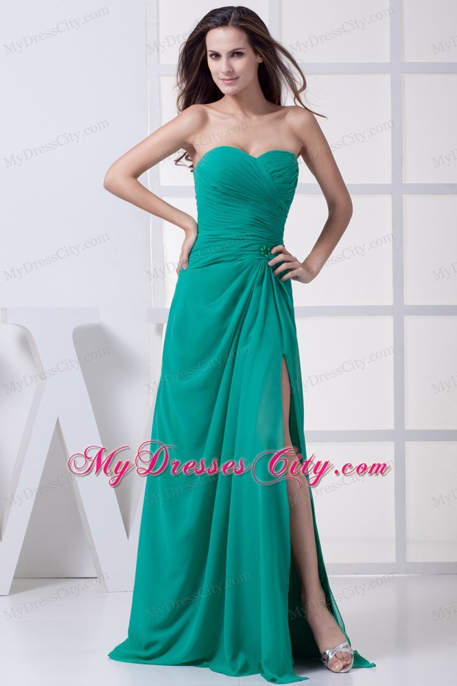 Sweetheart Ruched Sweetheart Prom Dress with High Slit