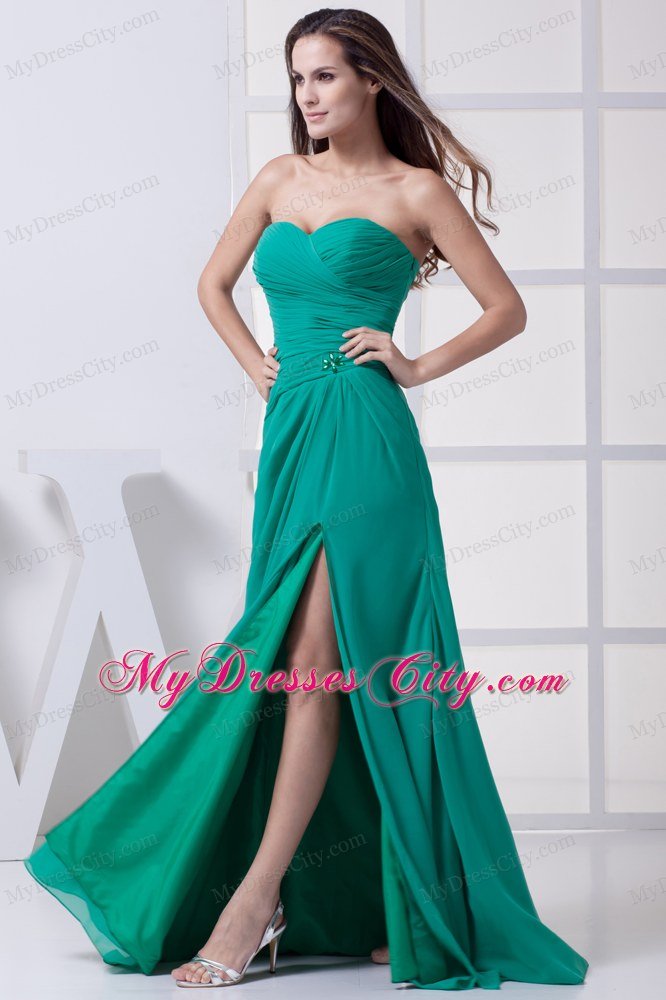 Sweetheart Ruched Sweetheart Prom Dress with High Slit