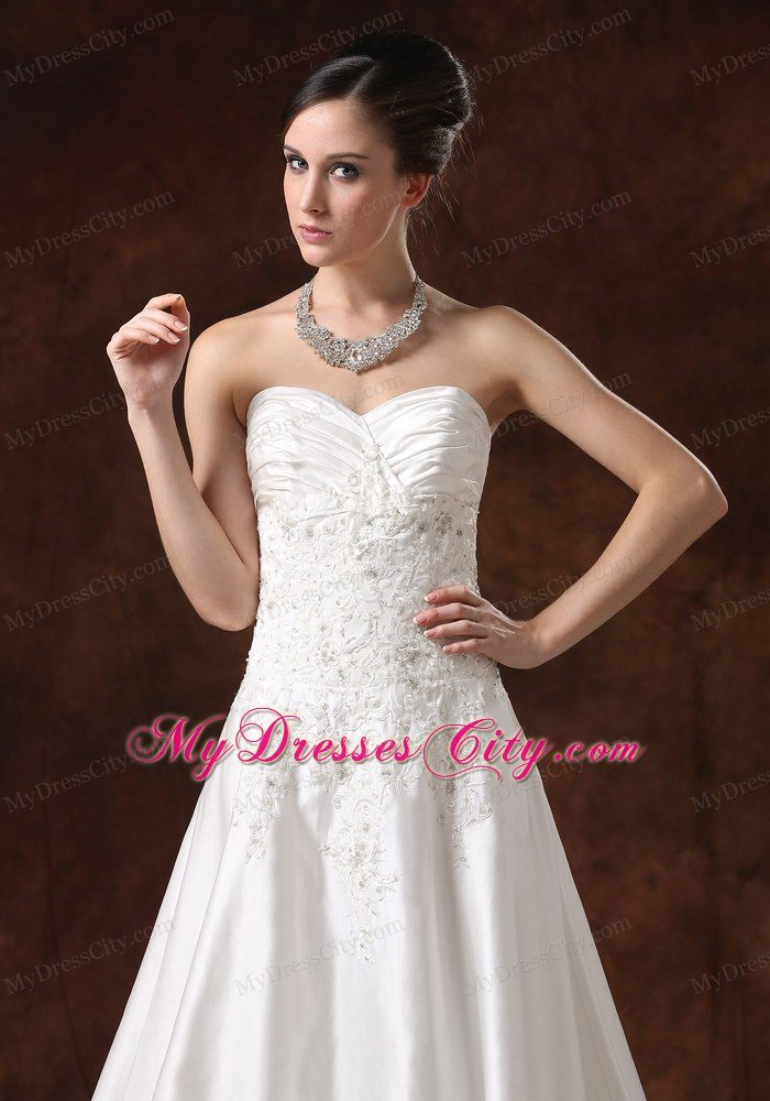 Lace and Beading A-Line Sweetheart Court Train Wedding Dress