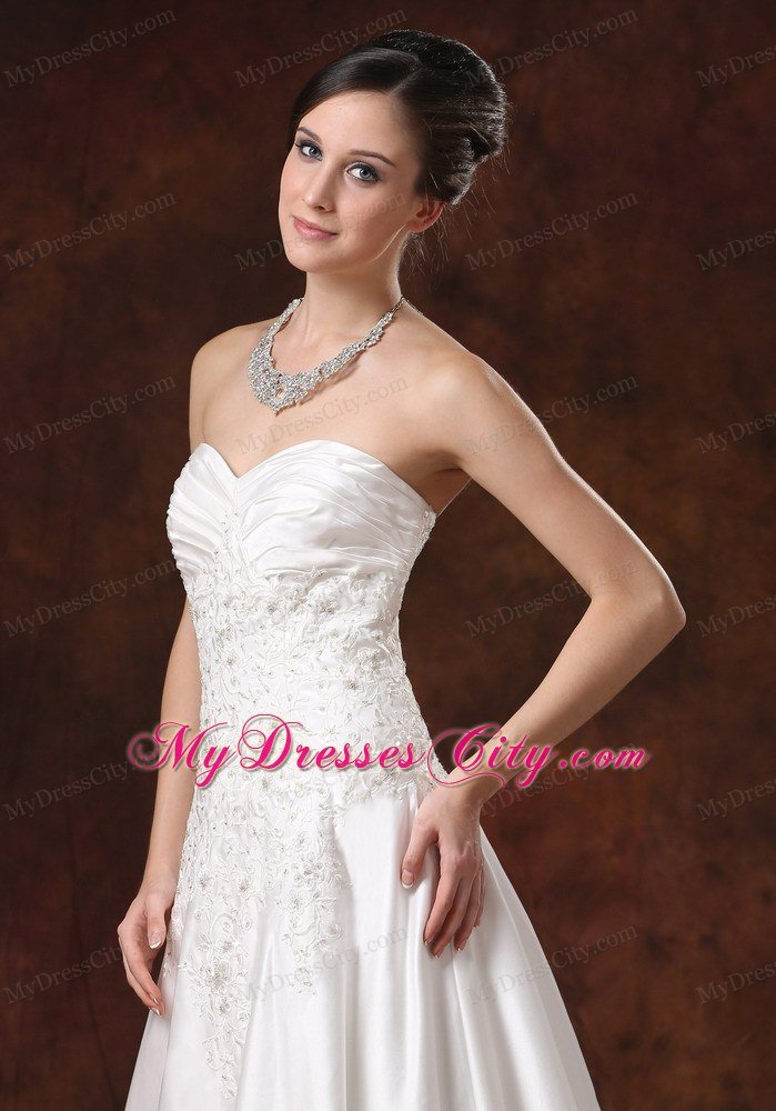 Lace and Beading A-Line Sweetheart Court Train Wedding Dress