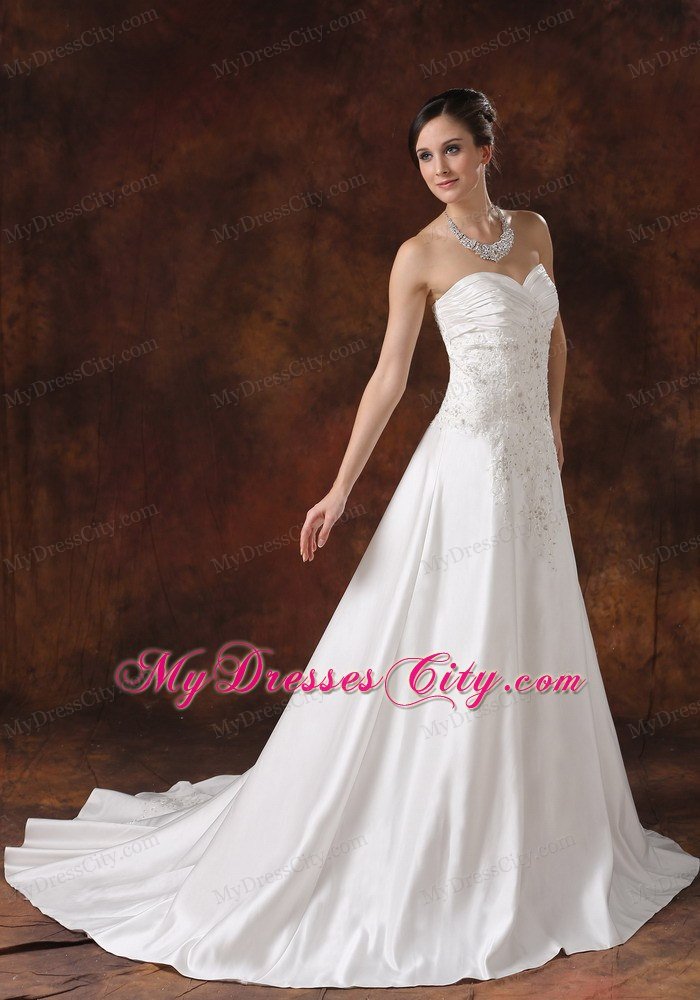 Lace and Beading A-Line Sweetheart Court Train Wedding Dress