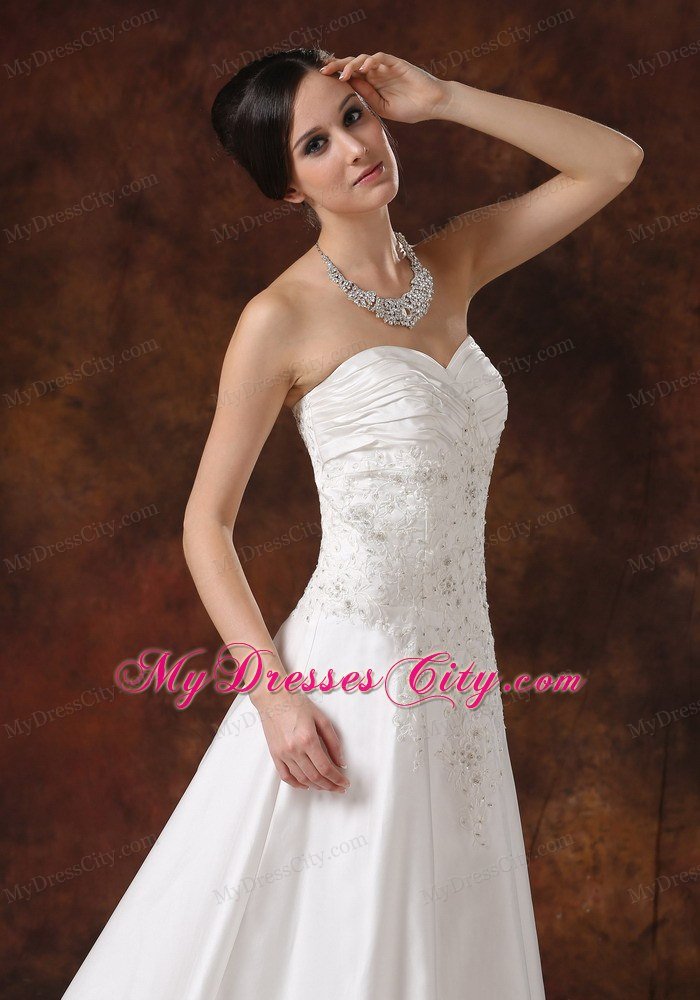 Lace and Beading A-Line Sweetheart Court Train Wedding Dress