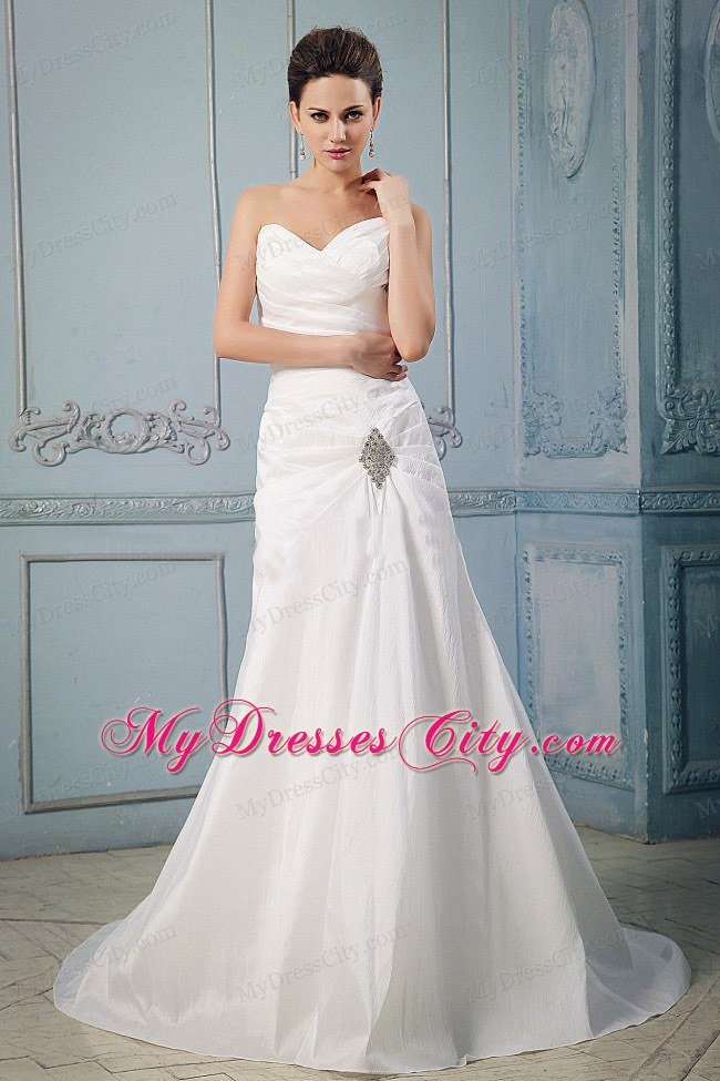 Simple Princess Sweetheart Appliques and Ruched Wedding Dress