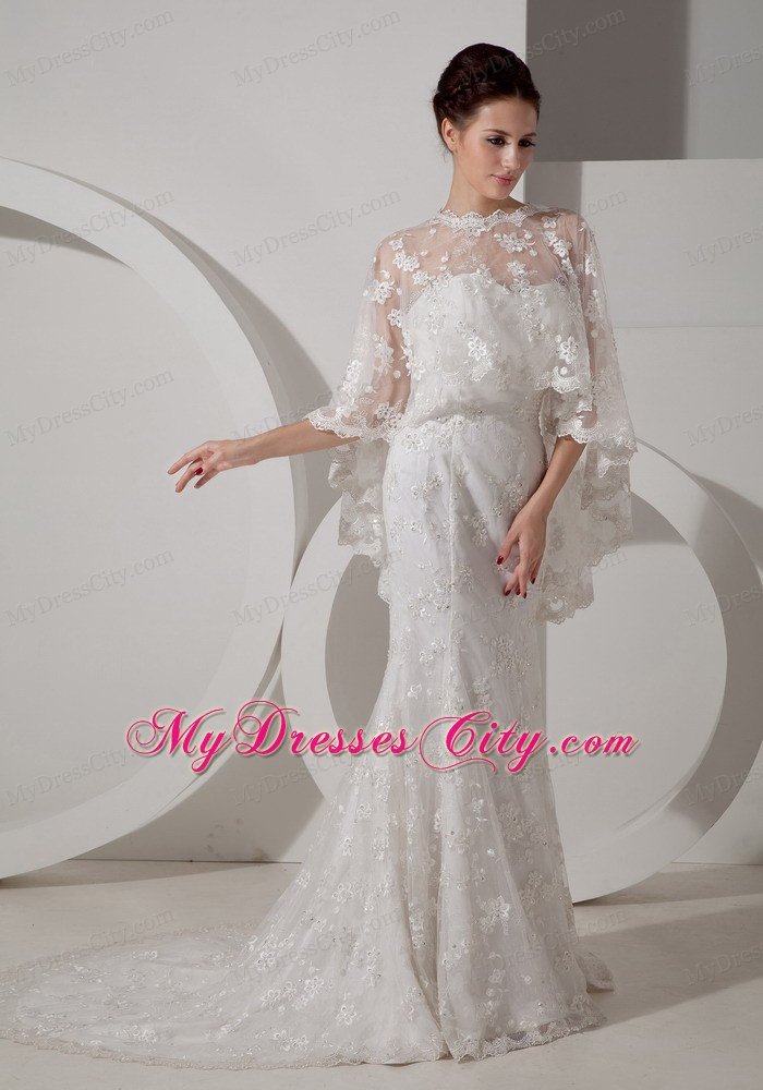 Mermaid Sweetheart Court Train Bridal Gown with Cloak