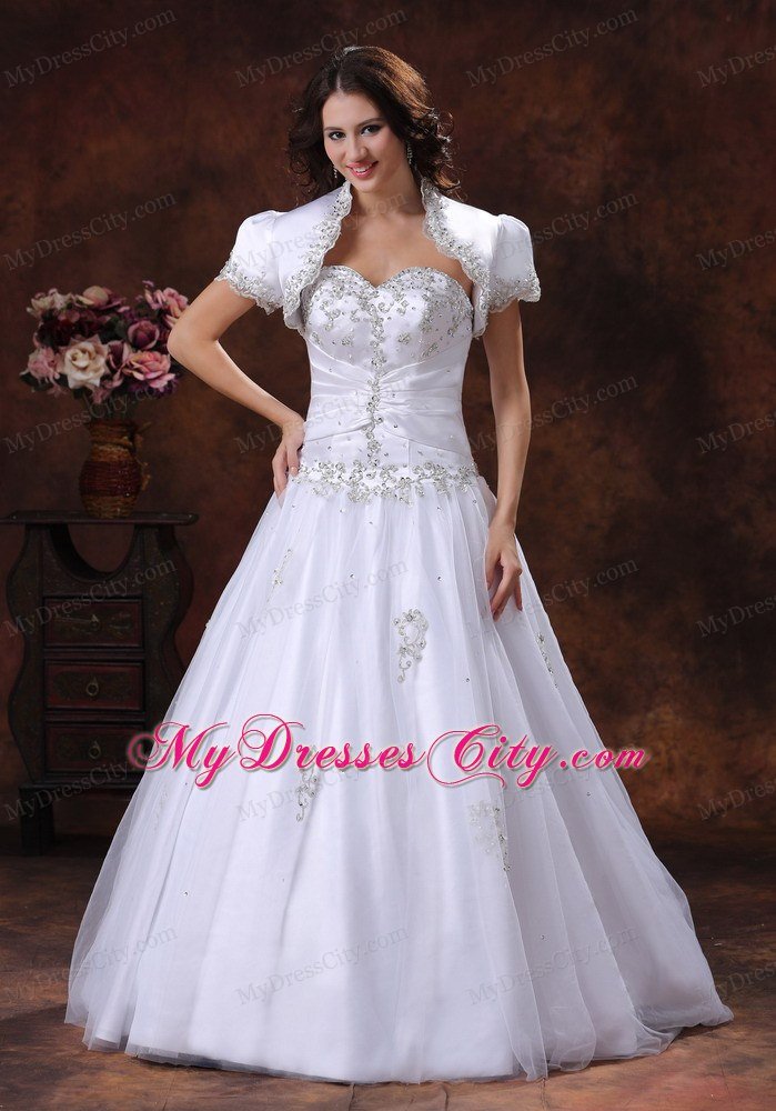 A-Line Beading Ruching Bodice Wedding Dress with Jacket