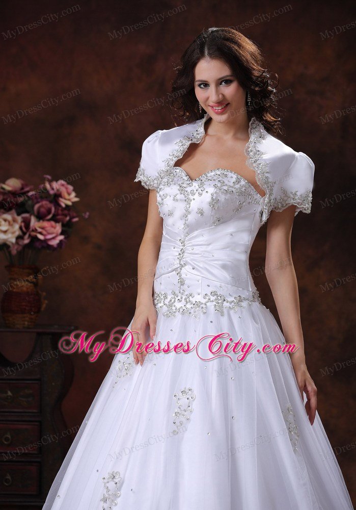 A-Line Beading Ruching Bodice Wedding Dress with Jacket