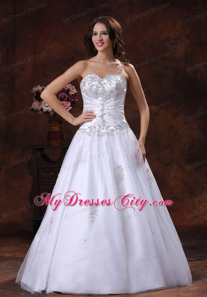 A-Line Beading Ruching Bodice Wedding Dress with Jacket