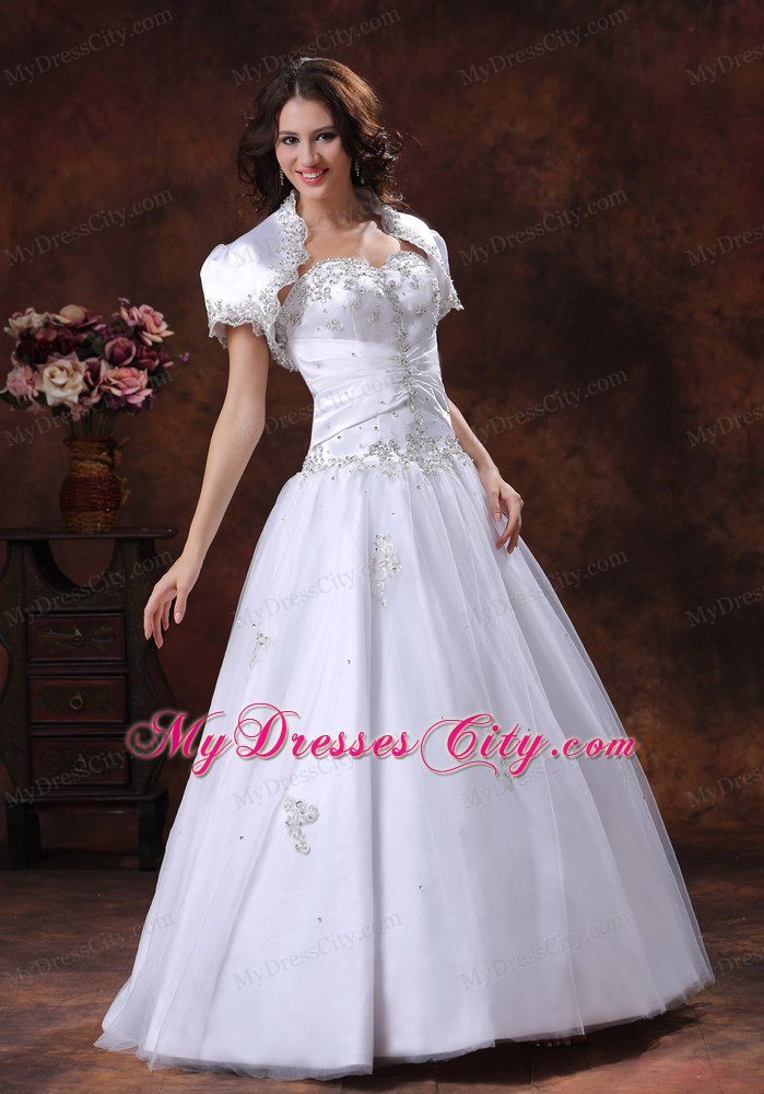 A-Line Beading Ruching Bodice Wedding Dress with Jacket