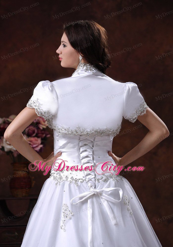 A-Line Beading Ruching Bodice Wedding Dress with Jacket