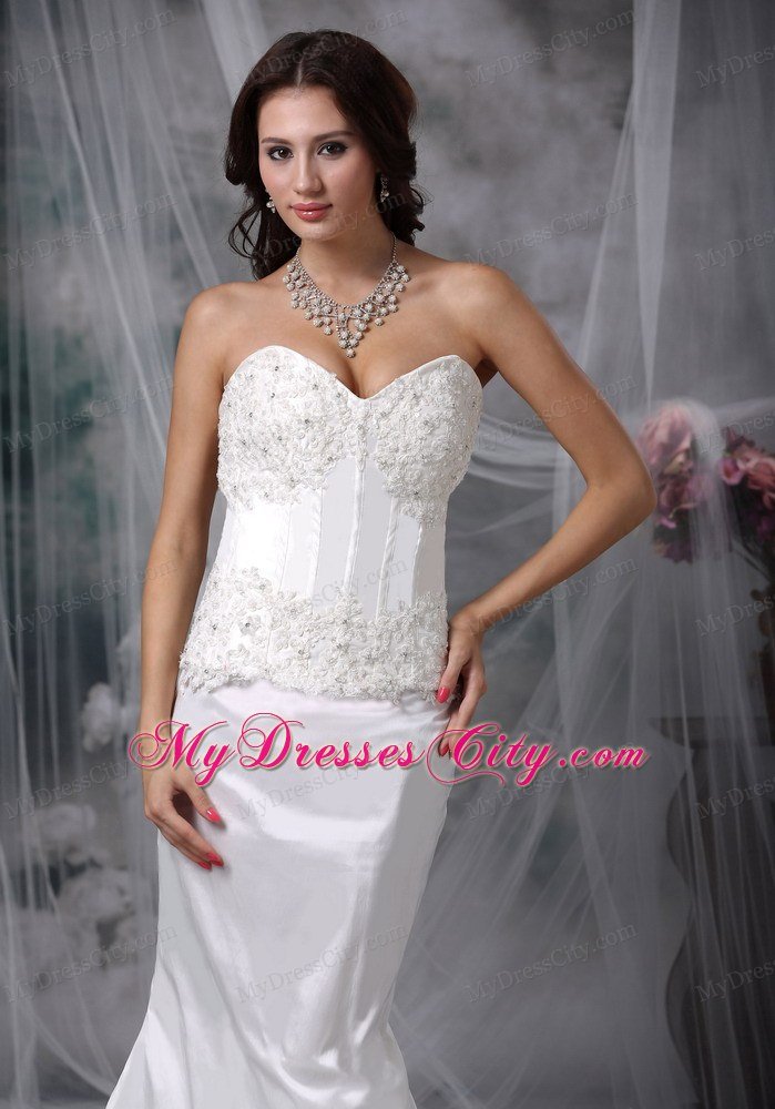 Fabulous Mermaid Low Cut Sweetheart Taffeta Lace Wedding Dress