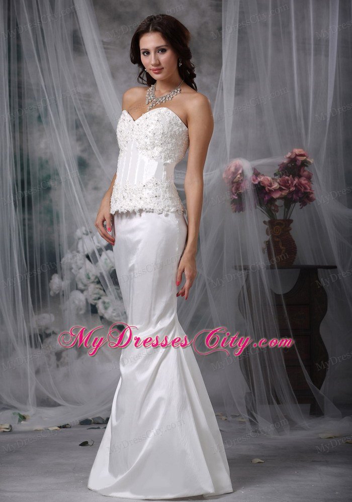 Fabulous Mermaid Low Cut Sweetheart Taffeta Lace Wedding Dress