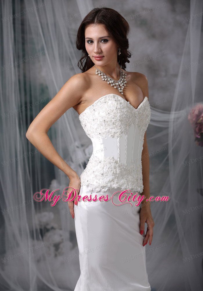 Fabulous Mermaid Low Cut Sweetheart Taffeta Lace Wedding Dress