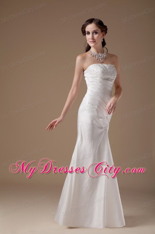 Popular Sheathy Strapless Appliques Wedding Dress Floor-length under 200