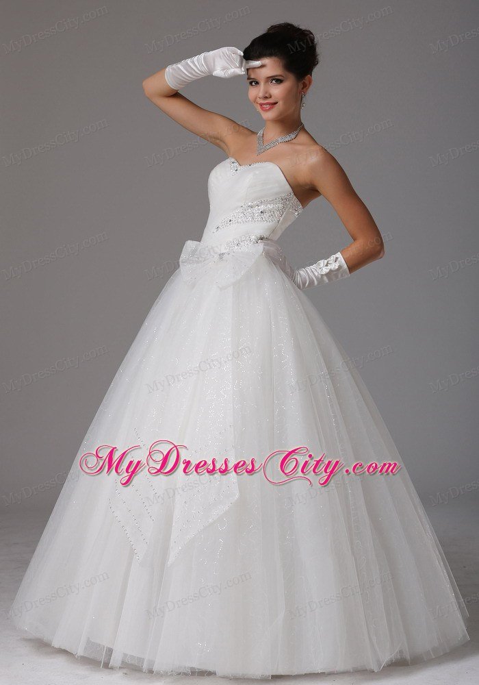 Romantic A-line Sweetheart Beading and Ruche Bridal Dress With Bowknot