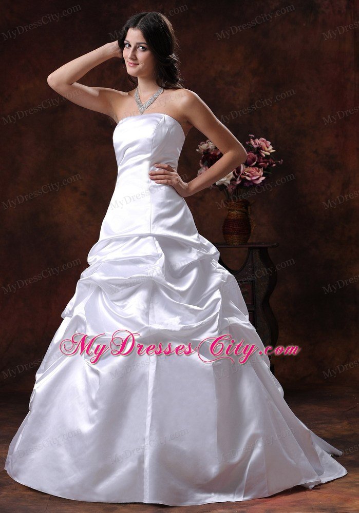 Custom Made Strapless White A-line Wedding Bridal Gown under 200