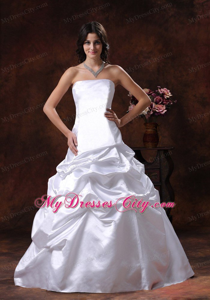 Custom Made Strapless White A-line Wedding Bridal Gown under 200