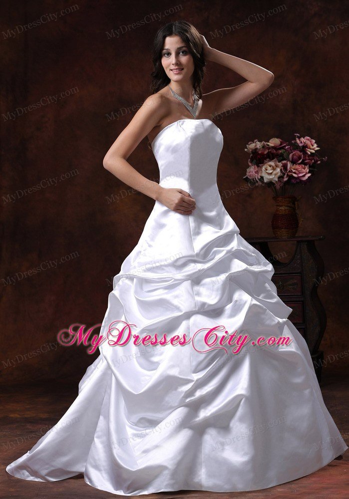 Custom Made Strapless White A-line Wedding Bridal Gown under 200