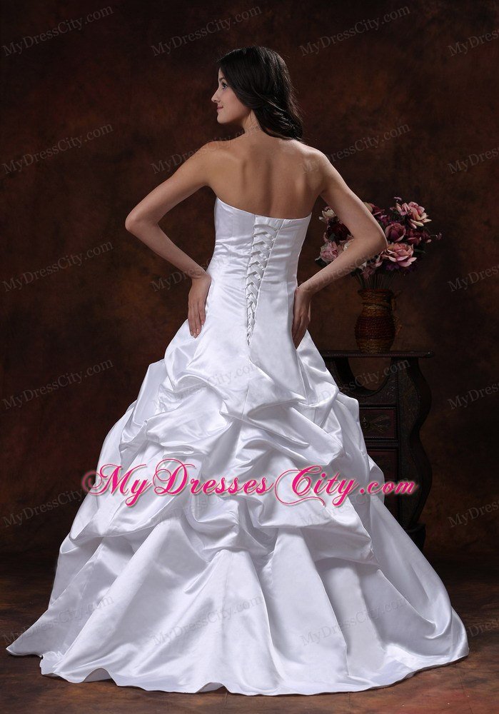 Custom Made Strapless White A-line Wedding Bridal Gown under 200