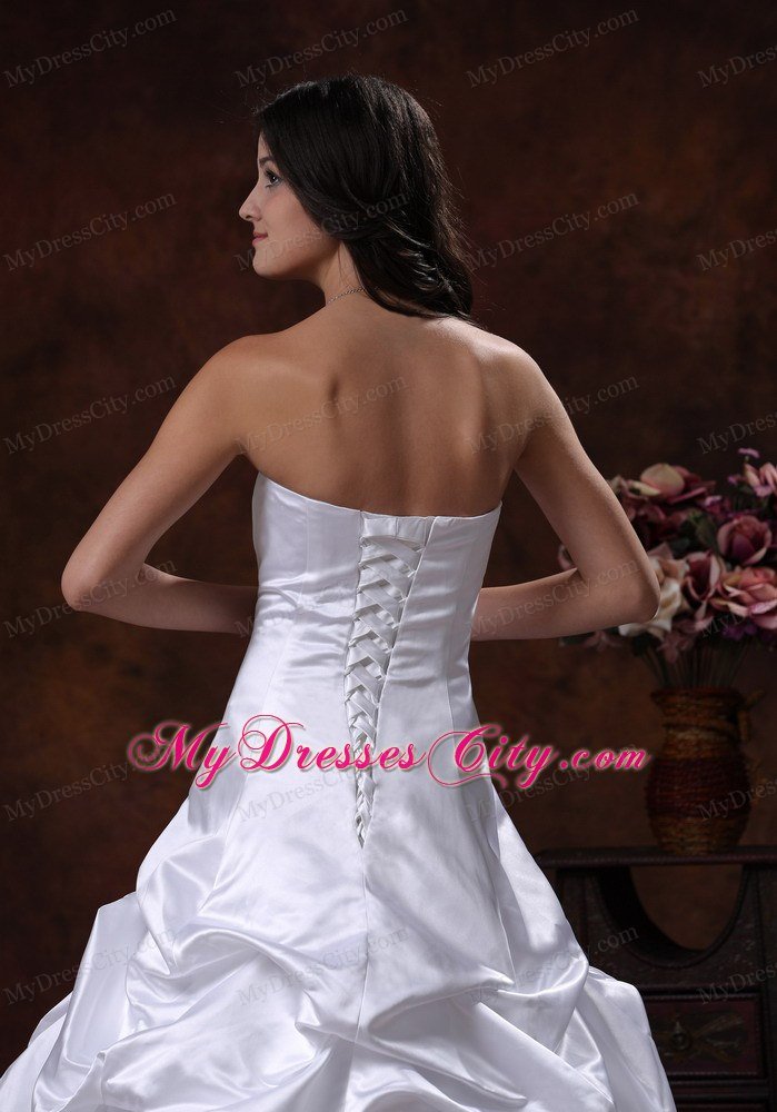 Custom Made Strapless White A-line Wedding Bridal Gown under 200